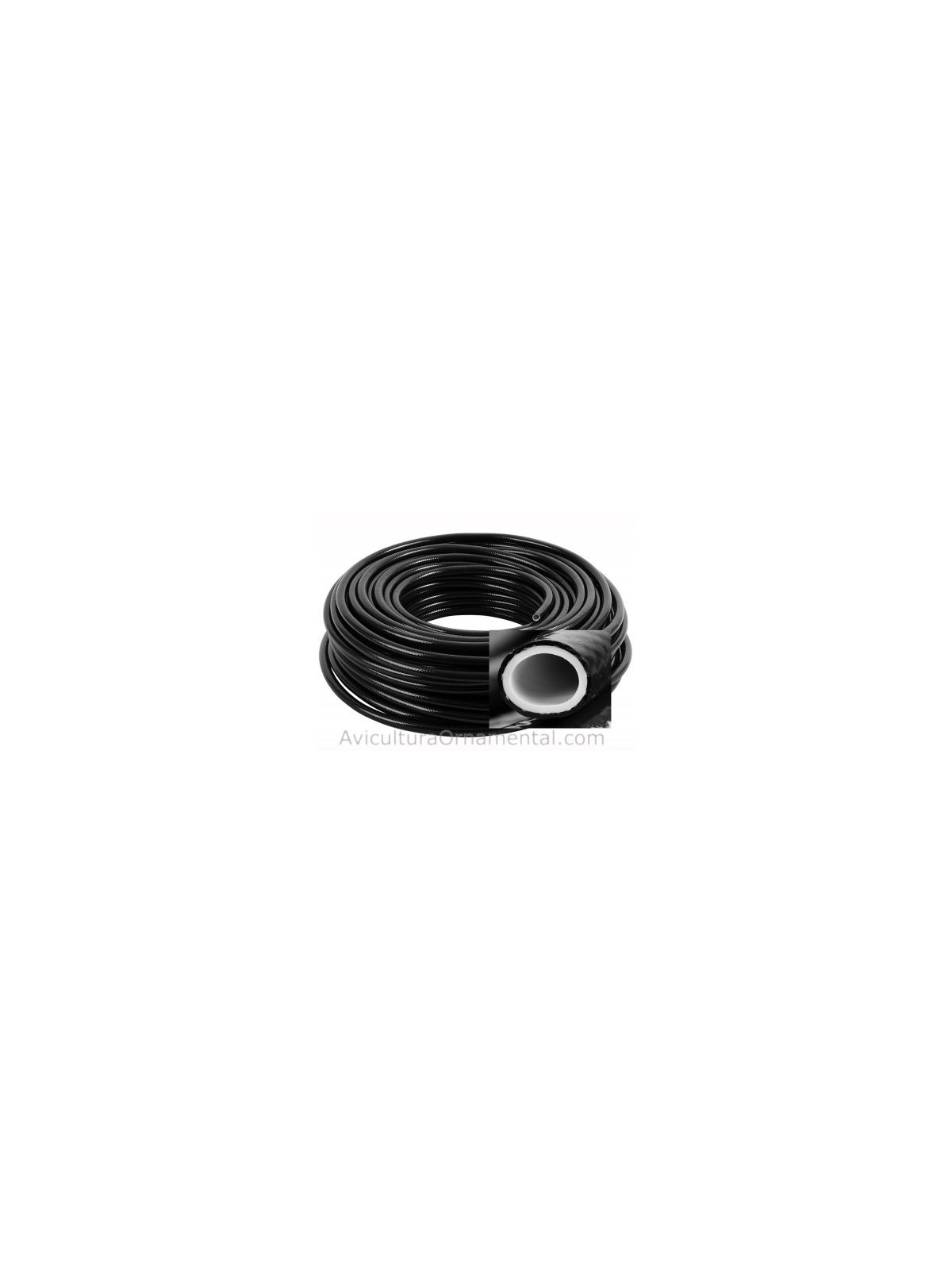 Manguera flexible PVC negra de doble pared para sistemas de bebederos en red.