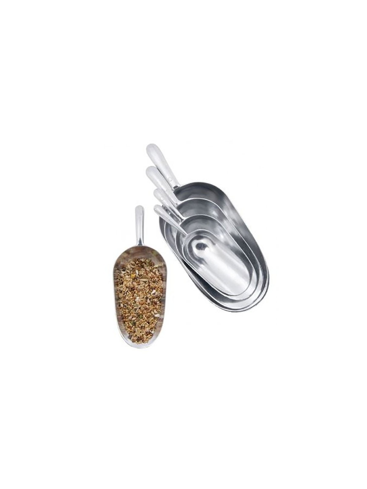 Cazo dosificador aluminio para pienso de gallinas, pollos, pollitos y aves de corral